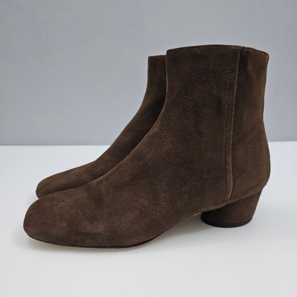 Vince Rockville Ankle Boot Womens 6 Brown Suede Square Toe Block Heel Fall Luxe - Picture 1 of 14